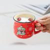 350ML Ceramic Mug Cartoon Pattern Cute Elk Water Cups Christmas Kids Gift Breakfast Milk Cup Oatmeal Cup Christmas Gift Idea