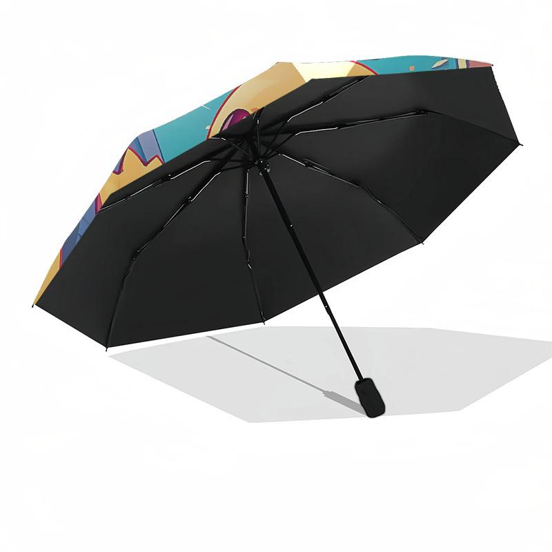 1pc Pokemon Charmander Automatic Folding Umbrella - Compact 8-Rib Design, Durable Plastic & Iron, Lightweight for Outdoor Daily Use, a0929216