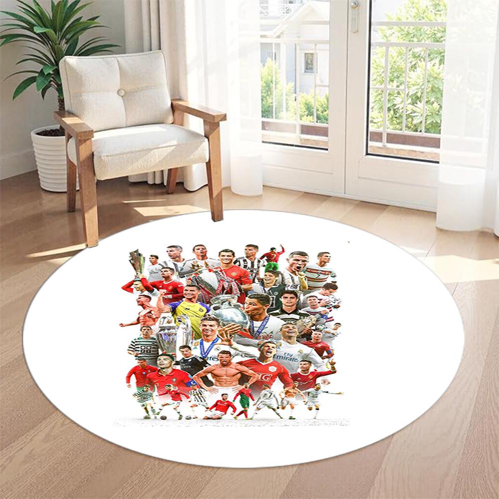 Cristiano Ronaldo Round Area Rug Perfect for Entryway Foyer Living Rooms Decorate room Antislip Round Carpet Office home decor