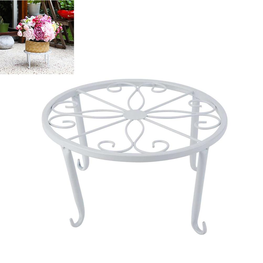 White Wrought Iron Balcony Floor Plant Stand for Bonsai Flower Pot Holder Rack