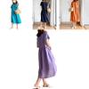 Luxurious Cotton Loose And Thin Dress For Women With Short Sleeves And Round Neck