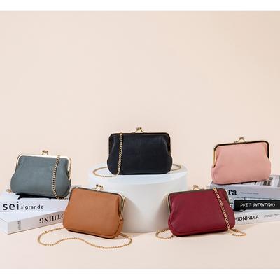 2025 neue europäische und amerikanische Clip-Tasche Temperament Umhängetasche Damen lange Clutch Geldbörse Mundgold Aufbewahrungstasche