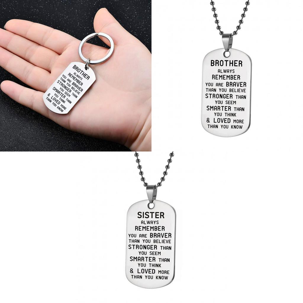 Unique Wish Brother/sister Remember You Are Brave Stainless Steel Necklace