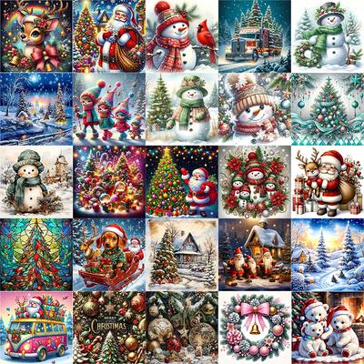 DIY Volle Runde Diamant Malerei Kreuzstich Frohe Weihnachten Weihnachtsmann Schneemann Home Dekoration Kunst Diamant Malerei 5d Diamant Kunst Malerei