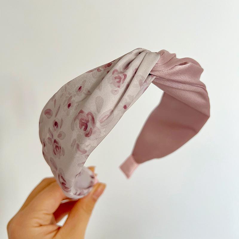 Women Girls Silk Satin Tiedye Flower Knot Hairband Headband Adult Hair Accessories Hair Jewley