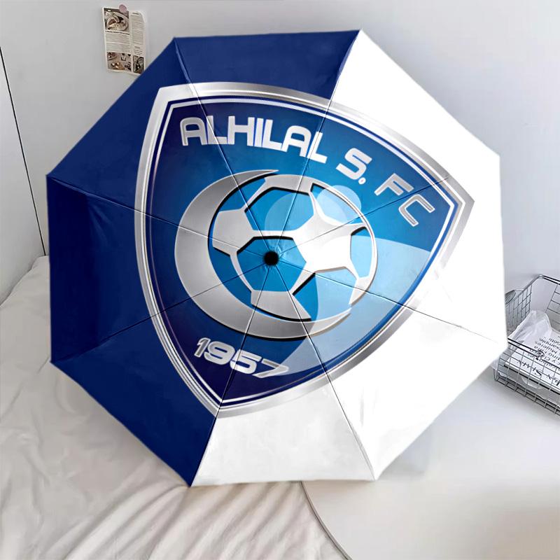 1 PC Automatic Folding Umbrella - Al Hilal Sfc Pattern Portable Foldable Design With 8 Ribs Christmas Birthday Gifts