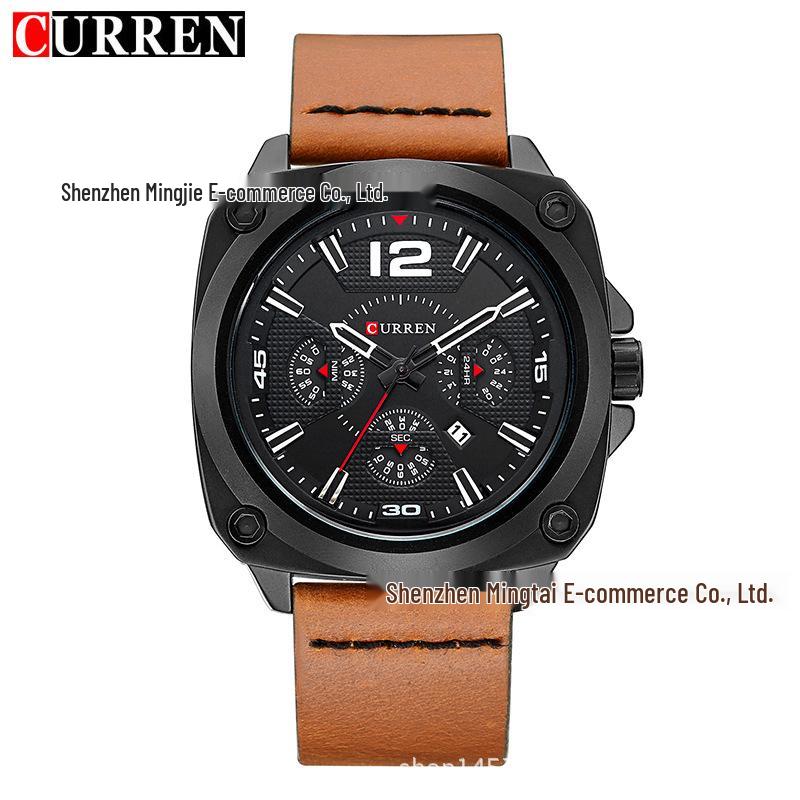 CURREN 8260 Men s Waterproof Quartz Square Dial Business Casual Watch