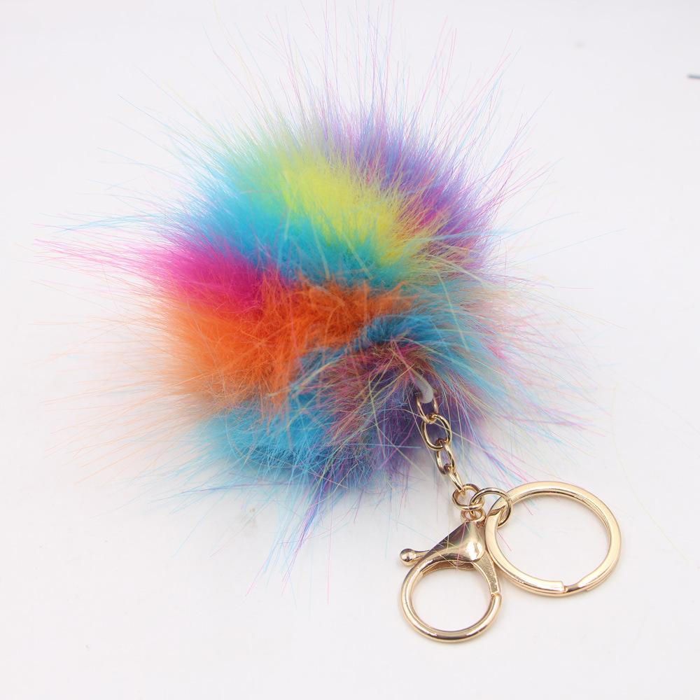 Color Hairy Ball Keychain Bag Backpack Pendant