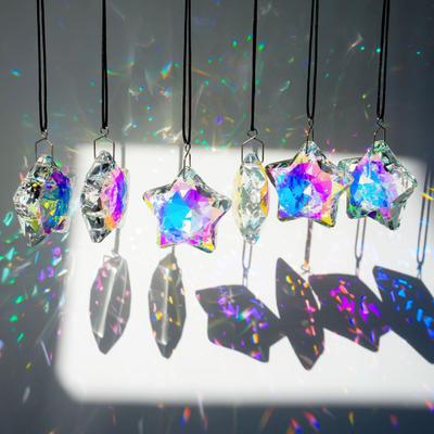 1/6 Stück Faux Kristall Stern Sonnenfänger Dekoration Innen Außen Garten Fenster Wandbehang Regenbogenmacher Klar Fünfzackiger Stern Ornament