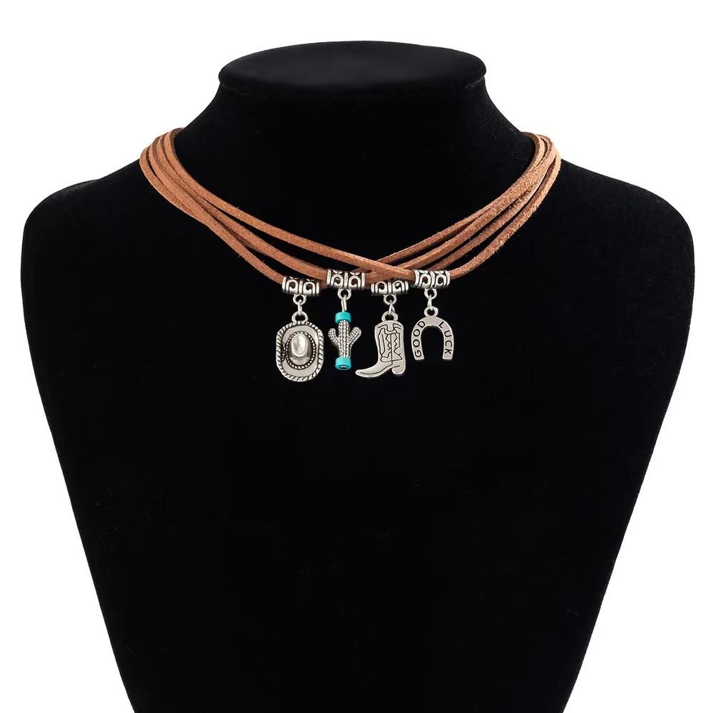 

Винтажное кожаное ожерелье One Size коричневый