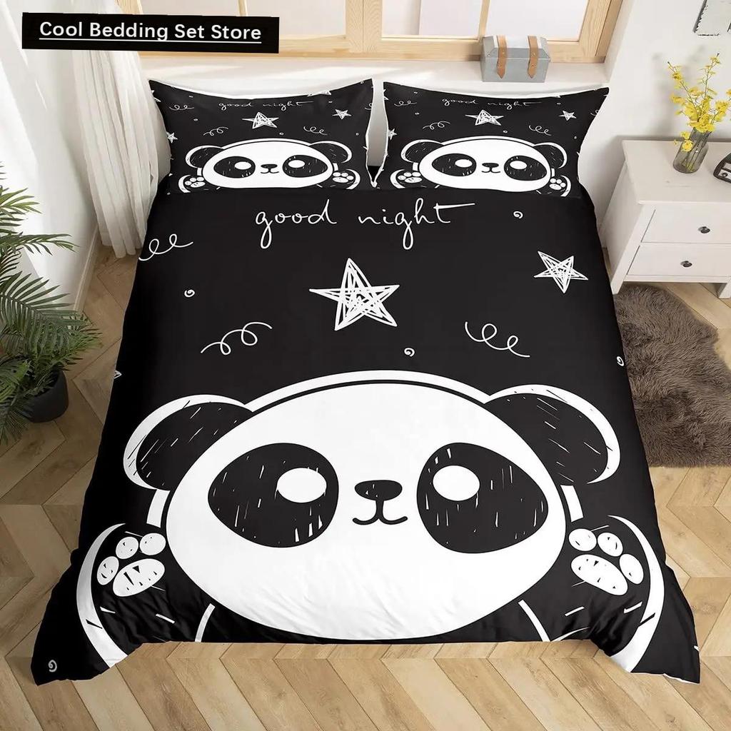 Panda King Full Bedidng Set Kids Romantic Bedding Set Cartoon Animal Duvet Cover Bicycle Balloon Dragonfly Polyester Quilt Cover
