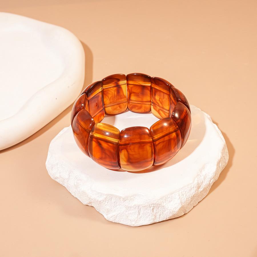High-End European & Asian Gradient Acrylic Patchwork Bangle - Retro Exaggerated Style Wristband for Women