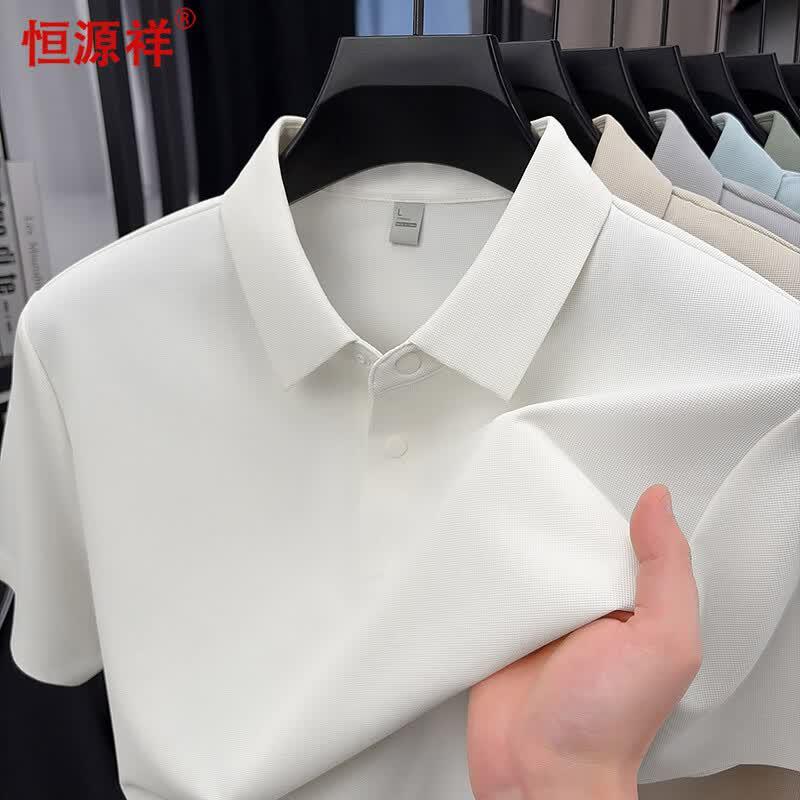 

Hengyuanxiang Men s Solid Short Sleeve Polo Shirt 170/M