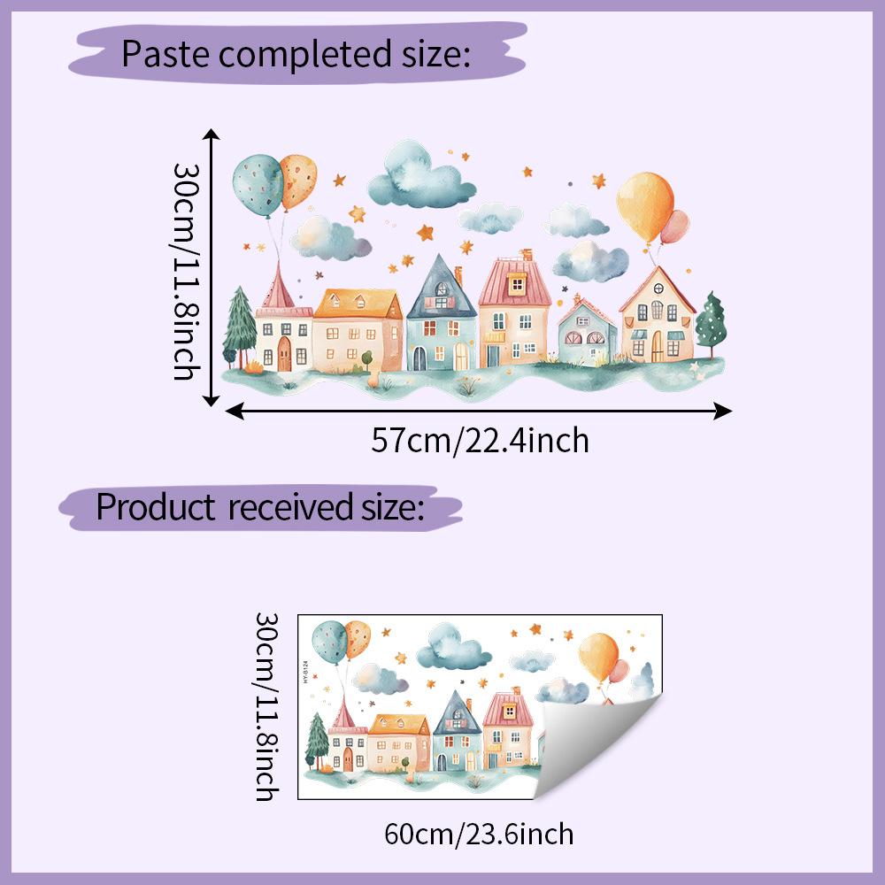 

Painted House Clouds Balloons Wall Sticker Self-Adhesive Removable for Bedroom Hallway Closet Home Decor Art 30x60CM разноцветный