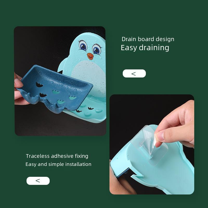 Soap Dish Penguin Drain Soap Holder Bathroom Shower Soap Holder Dish Storage Plate Tray Bathroom Supplies Soap Container
