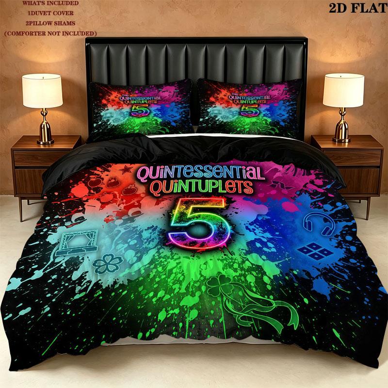 5Toubun Pattern Bedding Quilt Set Quilt Cover Pillowcase Home Birthday Gift(1 * duvet cover + 2 * pillowcase, without core)