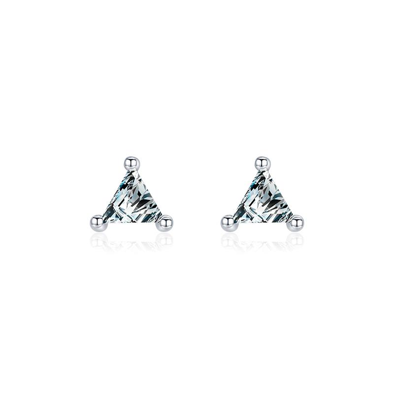 Modian Real 925 Sterling Silver High Quality Mini Cute Triangle Dazzling CZ Stud Earrings For Women Girls Wedding Fine Jewelry