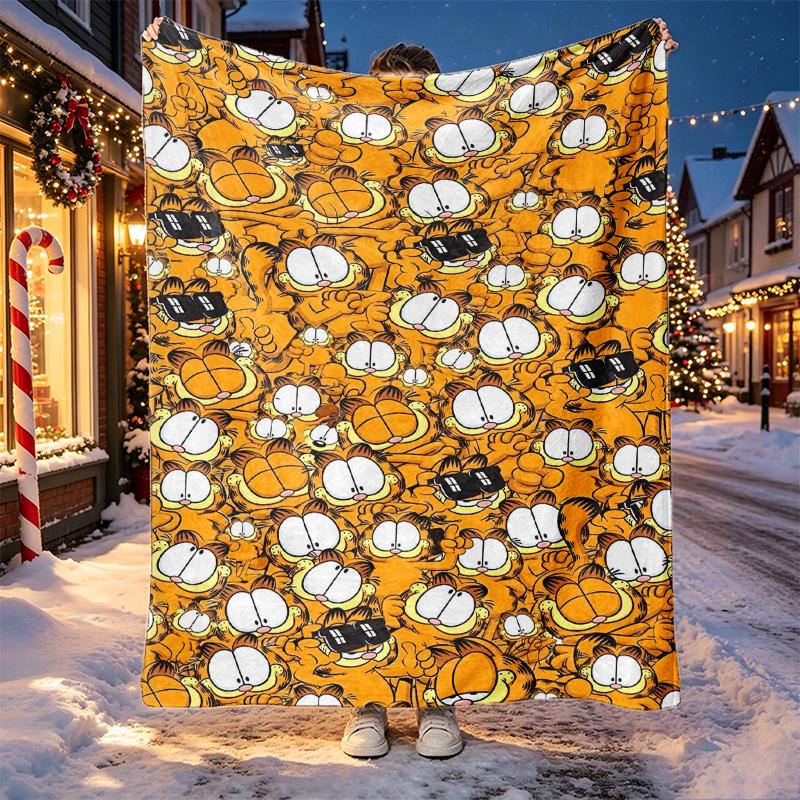 Garfield Pattern Blanket for Home Decoration, Bed, Sofa, Car Travel, Camping, Suitable for All Seasons, Birthday Christmas Gift