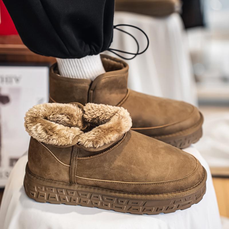 Men s Snow Boots Autumn and Winter Warm Fur-Lined Thickened Mid-Calf Cotton Shoes Thickened Bakers Fashion Sneakers Casual Shoes 39 зелёный