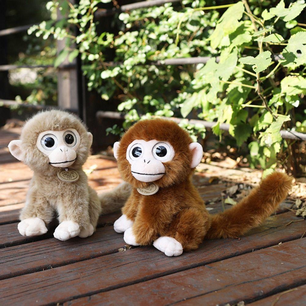 Big Eyed Golden Monkey Plush Long Tail Brown Monkey Dolls Baby Toy Monkey Stuffed Toy Kids Toy