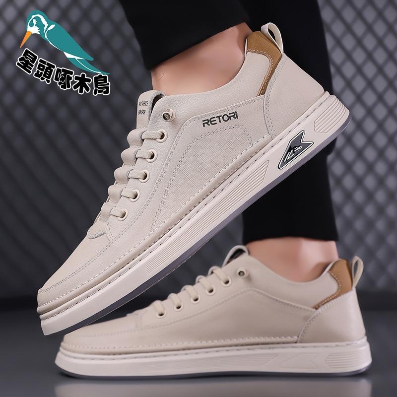 White men's shoes 2025 new men's casual sports little white shoes one pedal lazy board shoes