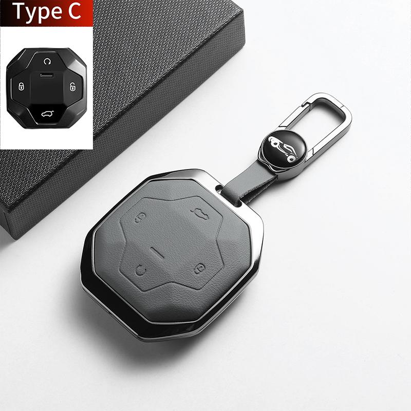 For Chery Jetour Traveller 2023 2024 Jetour T2 T1 Freedom Leather Metal Car Key Case Cover Fob Key Shell Decorative Accessories