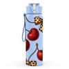 1PC Red Cherry Leopard Bow Layout 750ml Color Plastic Sports Water Bottle Leakproof Flip Straw Lid For Sports Office Home Use