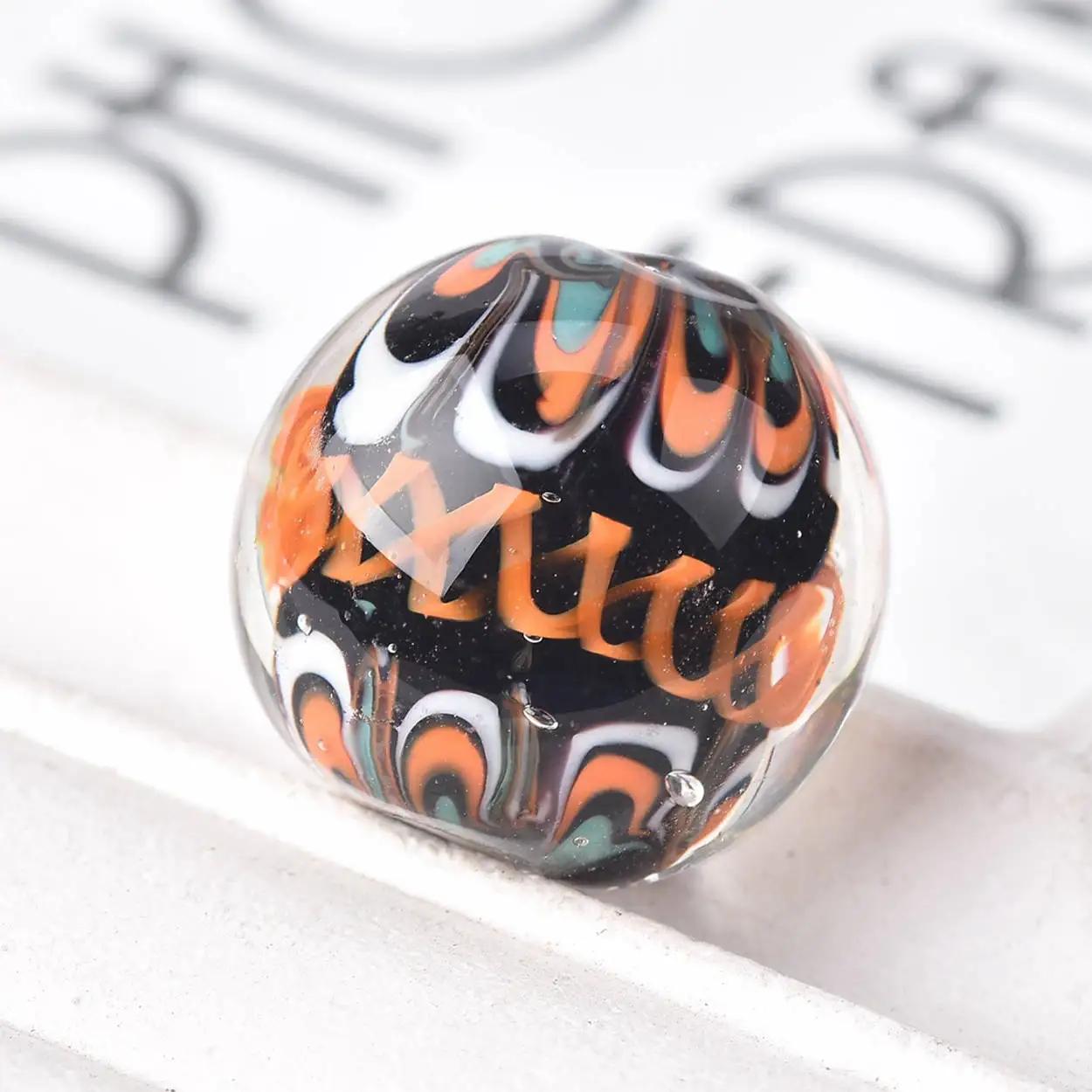 

2 шт. 20 мм Большие круглые стеклянные бусины Лэмпворк ручной работы в виде цветка для изготовления ювелирных изделий, аксессуары, фурнитура для DIY поделок 20mm-2pcs