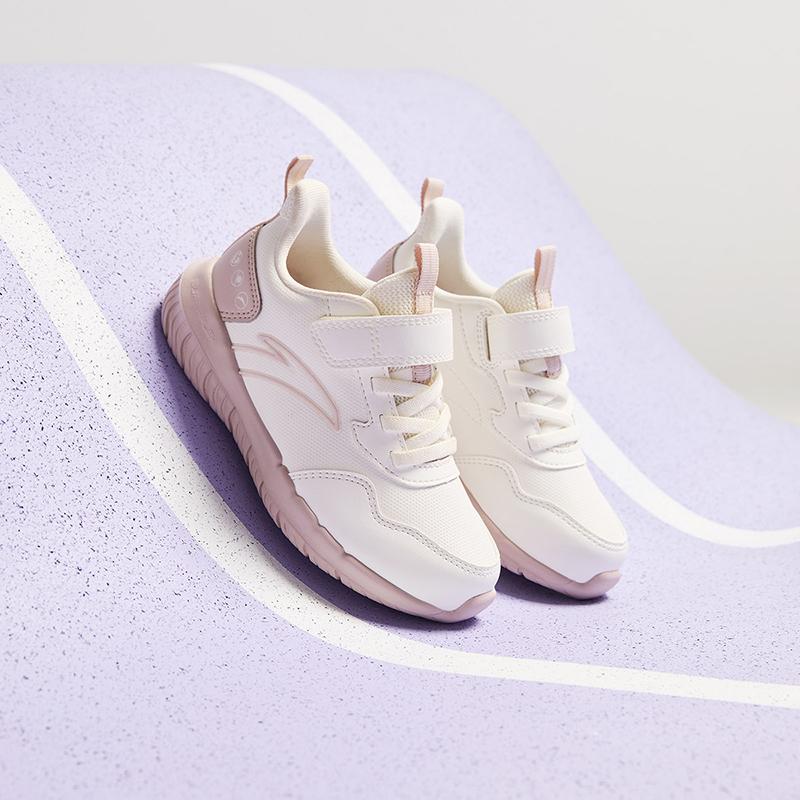 Anta Kids Vitality Comfortable Versatile Lightweight Shock Absorption Low-Top Running Shoes Kids sneaker Ivory-White Lotus-Gray A22439968-4