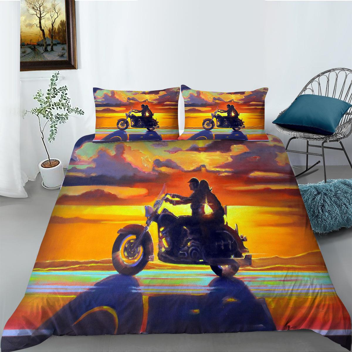 

Bedding Two- Or Three-Piece Set Polyester Motorcycle 3D Digital Printing EU single 135*200