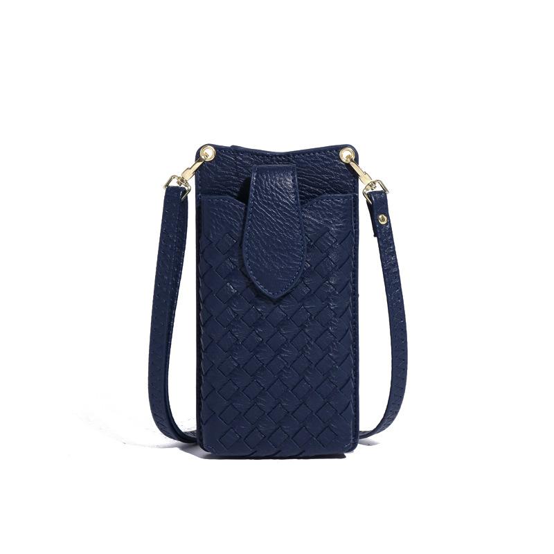Fashionable Hand-woven Bag, Solid Color Compact Card Bag, Mobile Phone Bag, Trendy and Versatile, Single-shoulder Cross-over Mini Women's Bag