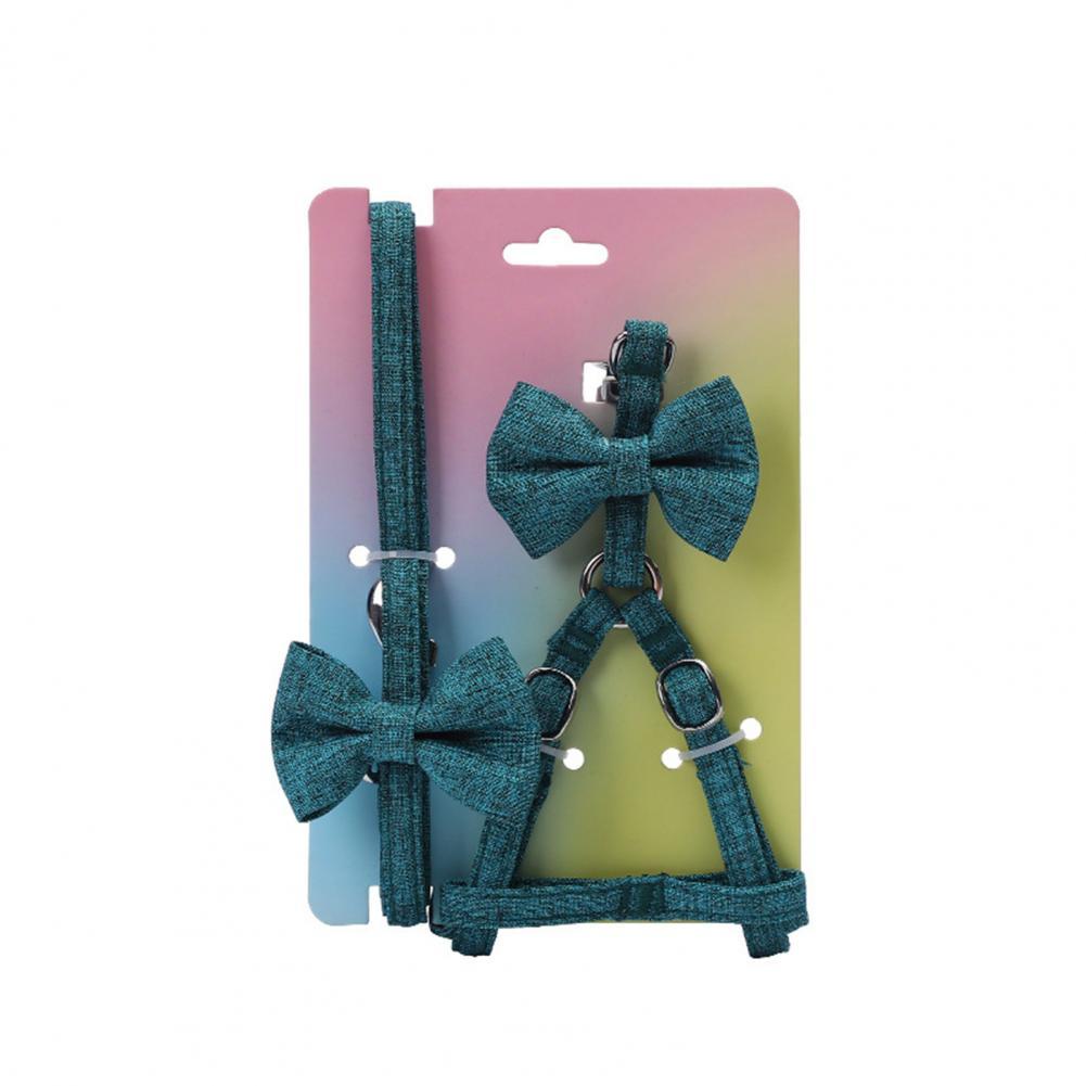 Dog Harness Leash Collar Set Combo Escape Proof Easy Control Accessory Bow Design Dog Collar Leash Outdoor Walking Pets Supplies