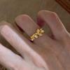 Elegant Three-Dimensional Golden Osmanthus Women's Ring: Light Luxury, Versatile, Stackable, Openable, Fashionable Index Finger Jewelry