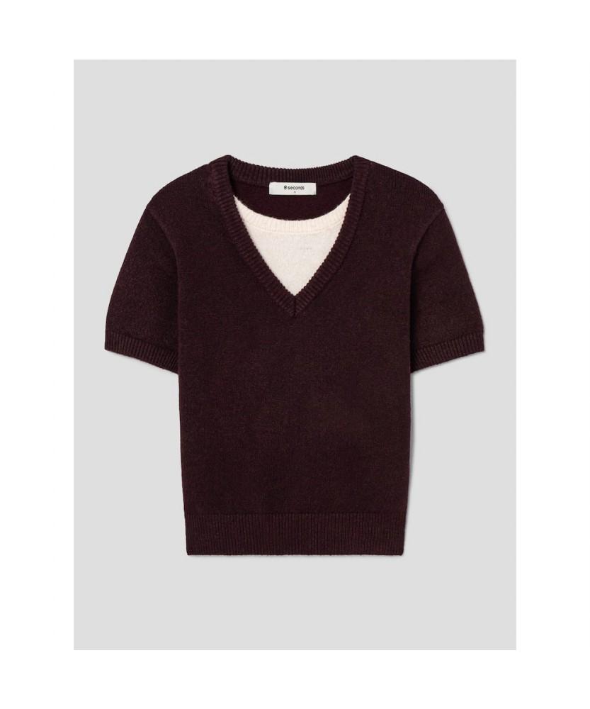 8SECONDS Layered V-Neck Pullover Purple