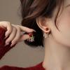 New Year's Red Zircon Letter Fringed Stud Earrings Niche Design Earrings Earrings