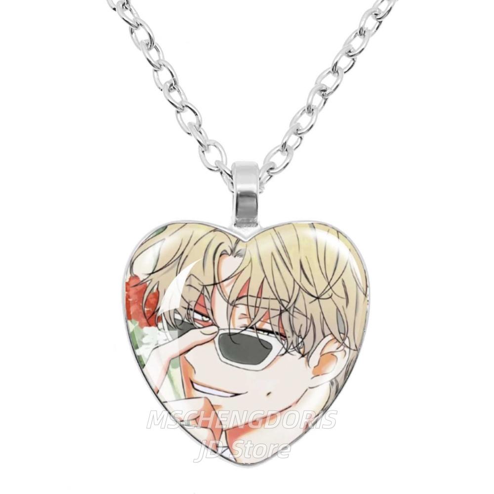 Low Tide In Twilight Anime Necklace Taeju YEO Euihyun KIM Glass Cabochon Heart Shaped Pendant Necklace Charm Jewelry Gift