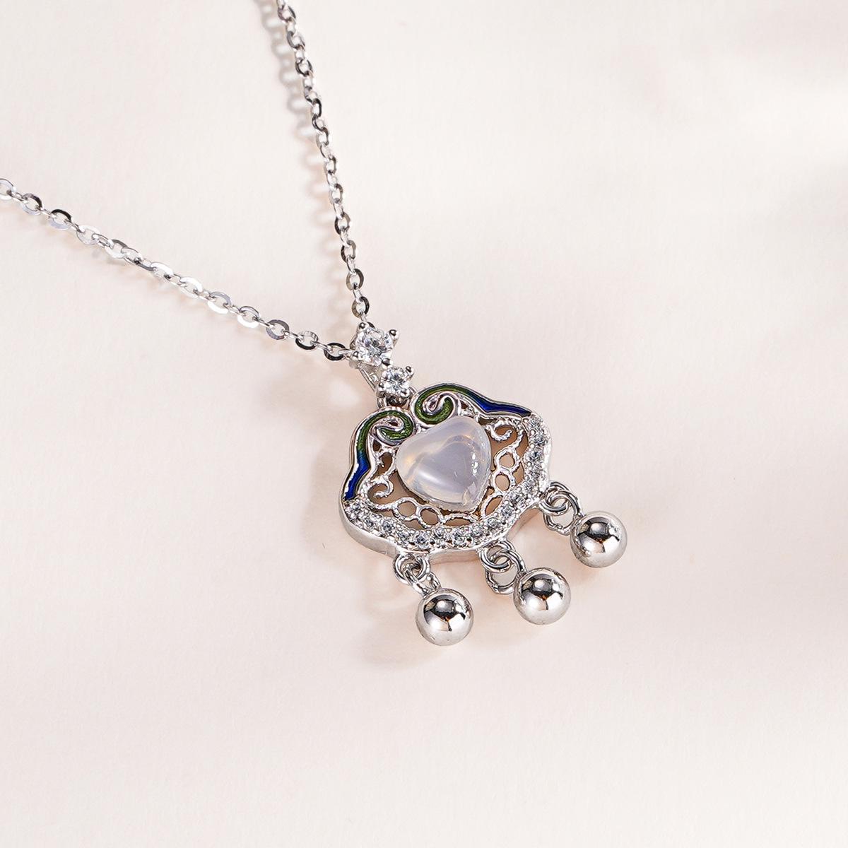 Ticiya S925 Sterling Silver Peace Lock Necklace - Chinese Style Light Luxury Ruyi Clavicle Chain for Women. 925 Sterling Silver