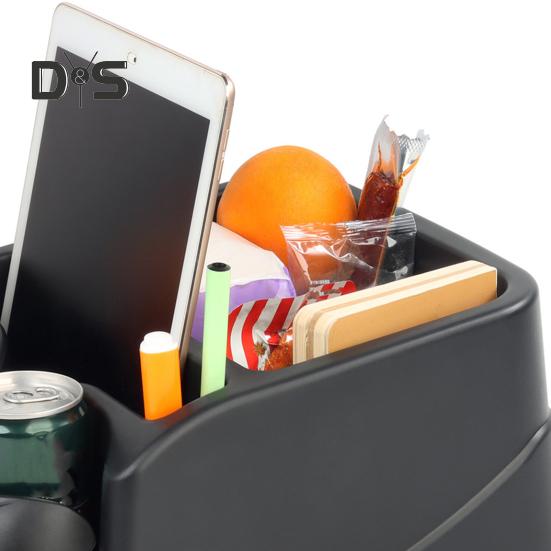 Small Center Console Car Console Organizer with Drink Holder Universal Rear Bench Seat Storage Box for IPad Smartphone Coins Book