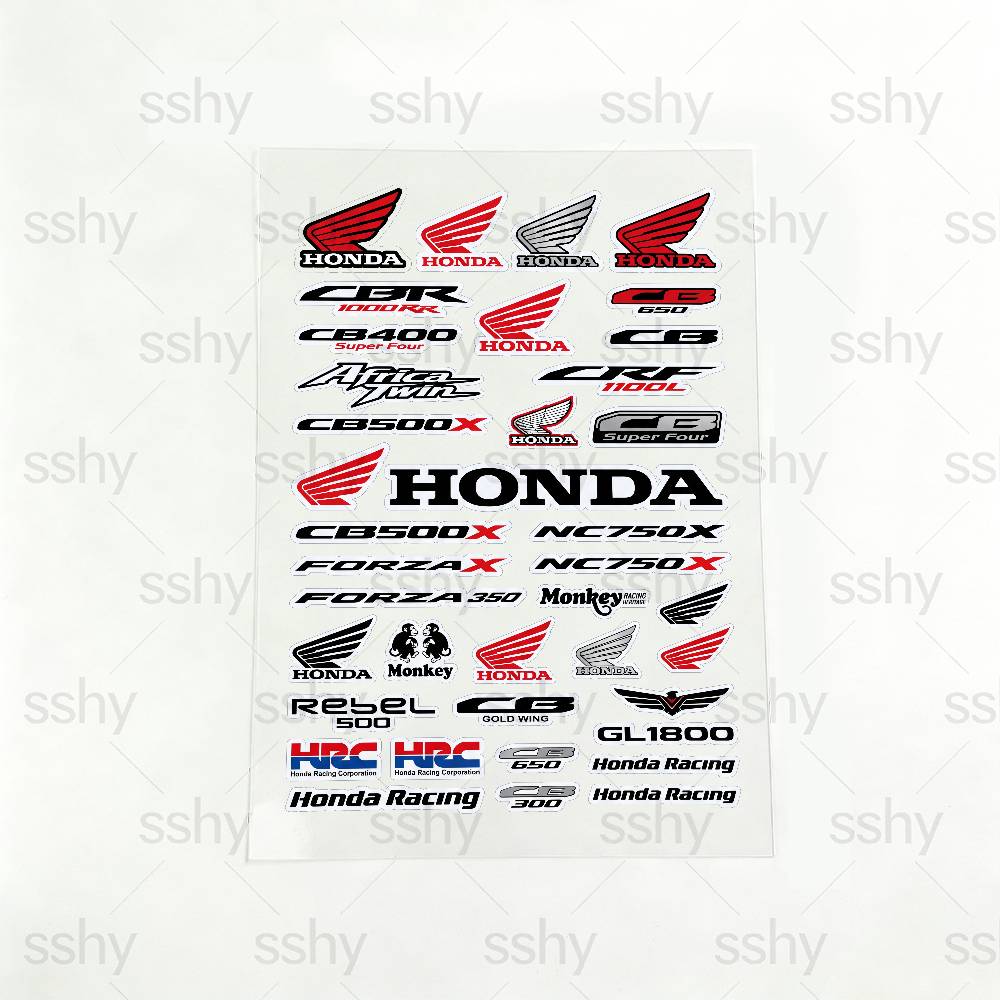 AAAKC1 For Honda Reflective Motorcycle Stickers Waterproof Vinyl Decals for Motorbike Helmet Fuel Tank Bike 20x30cm