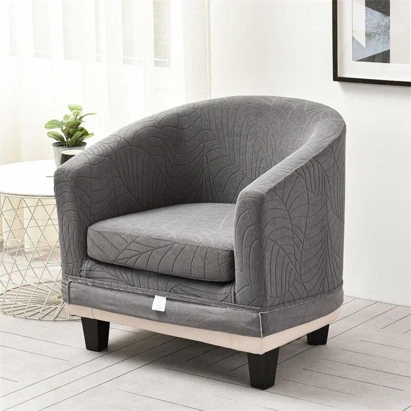 Jacquard Elastic Club Badewanne Sessel Stuhl Schonbezüge Stretch Einzelsofabezug Couchbezug für Wohnzimmer mit Sitzbezügen