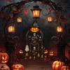 Yousheng Halloween Gothic Wind Chime Spooky Bell Chime with Pumpkin Lantern Grim Reaper Ghost Black Cat for Porch Window Home Decor