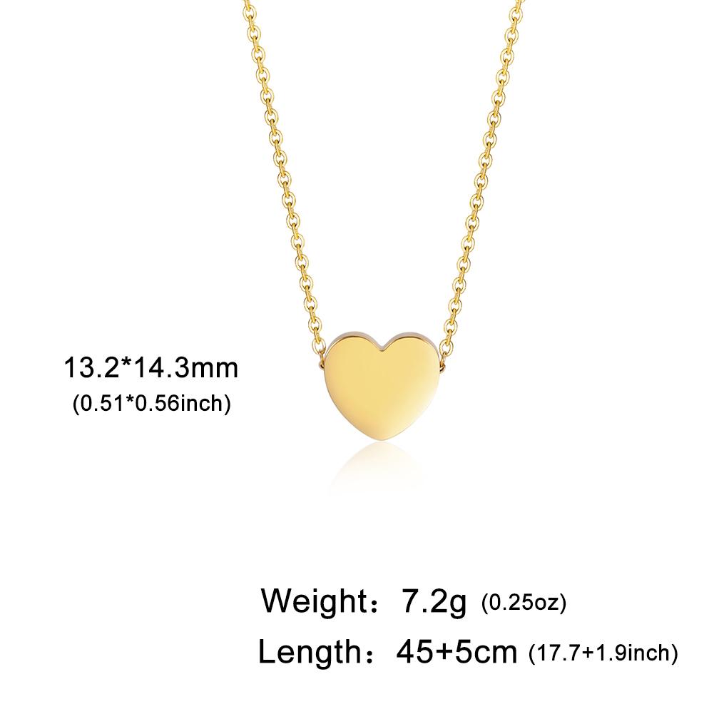 Fashion Peach Heart Pendant Necklace Round Heart Pendant Necklace Stainless Steel Simple Jewelry Women's Party Lover Gift