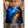 2026 Men's Summer Beach Shorts 3D Printed Lightning Pattern Casual Shorts Pants Swimming Trunks Hawaiian Vacation Mens Clothes