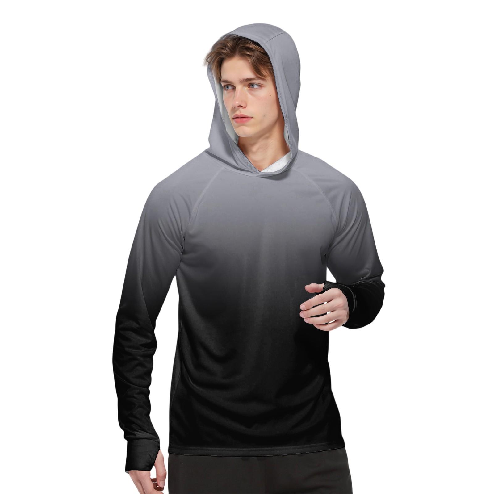 Мужская модная рубашка с длинным рукавом с принтом и капюшоном SPFUV L чёрный 1965₽