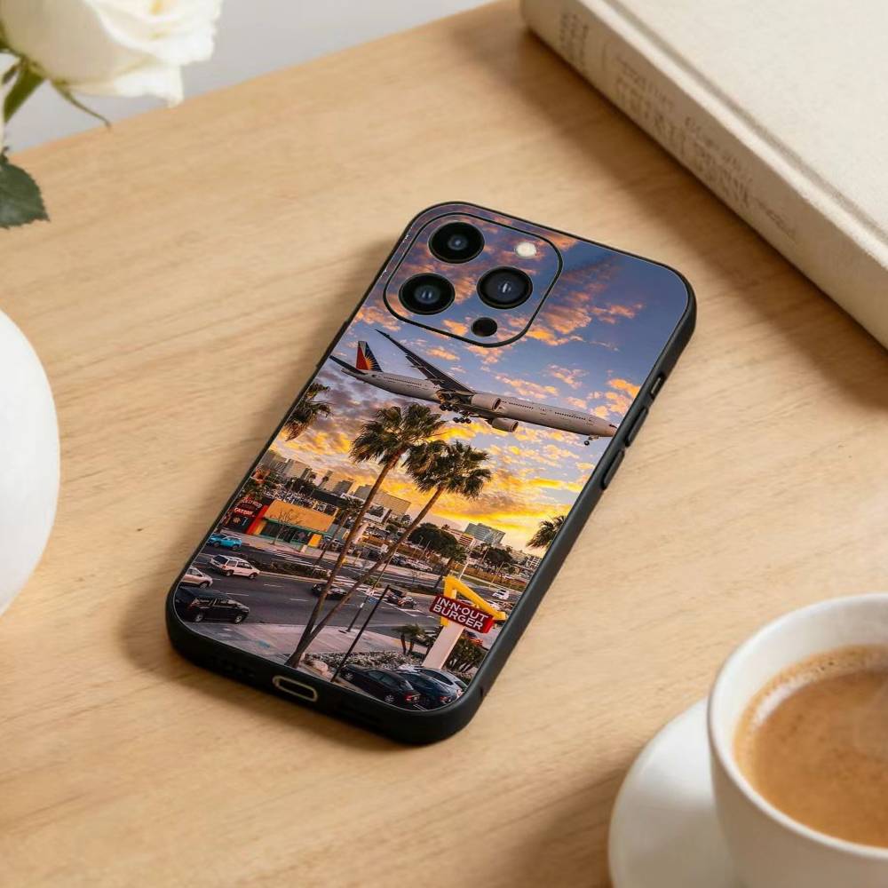 A-Airplane  Phone Case For iPhone 17 16 15 14 13 12 Max Plus Silicone Black Cover