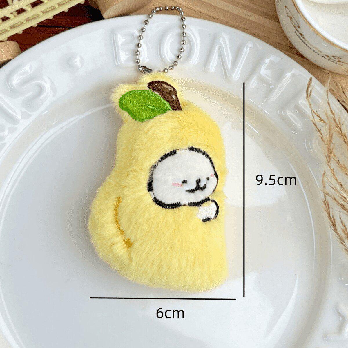 Pear-Shaped Keychain: Cute Plush Dog Backpack Pendant with Magnetic and Double Buckles