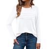 Long Sleeve Shirts For Women Pleated Solid Color Casual Blouses Fashion Basic Round Tops