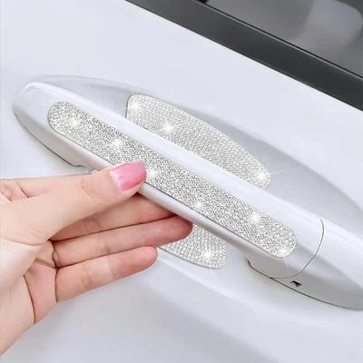 Autocollants réfléchissants anti-rayures pour cuvette de porte de voiture en strass, bande de Protection anti-rayures pour poignée de cuvette de porte, 8 pièces