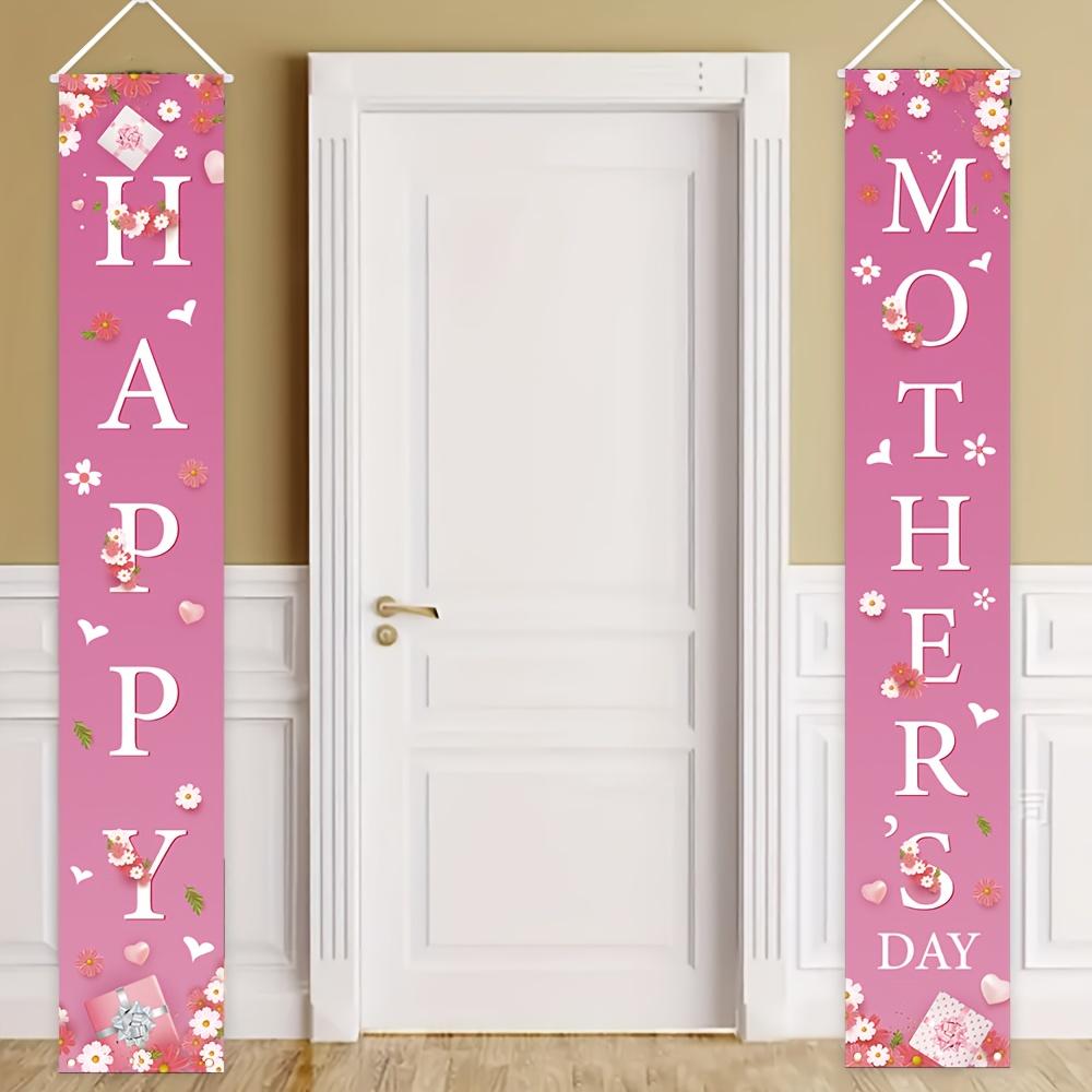 Mother's Day Couplet Banner Mother Flowers Hearts 1 Pair Polyester 180x30cm Indoor Outdoor Decor