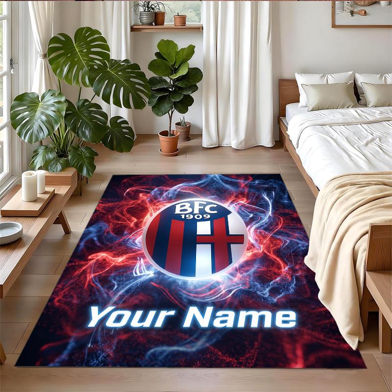 Crystal Velvet Rug Custom Name Text, Soft Non Slip Floor Mat Home DecorBologna FC